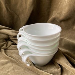Vintage CORELLE Corning Coffee Mugs Tea Cups Milk Solid White -6 count